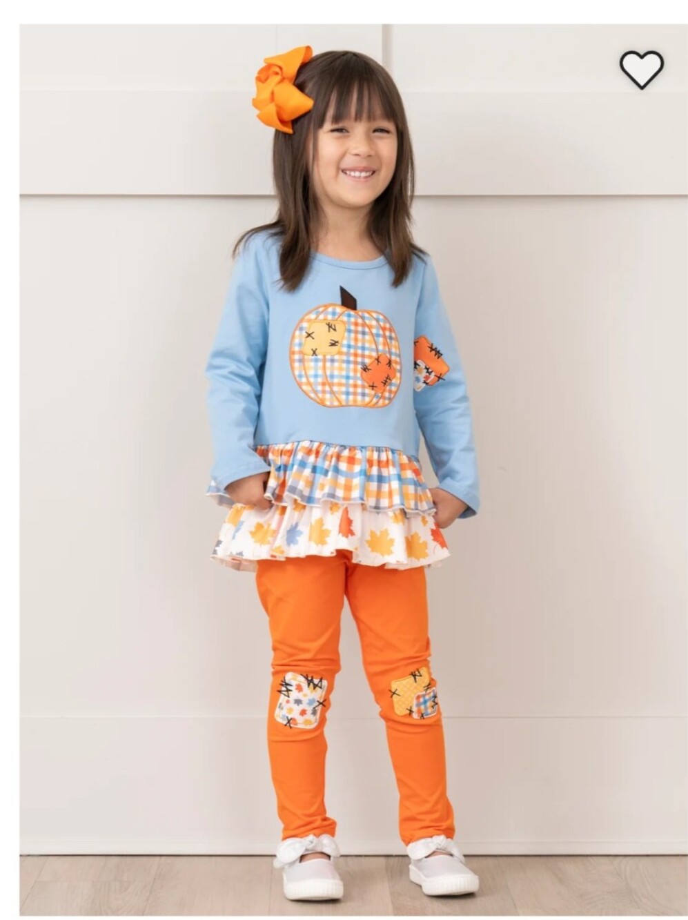 BNWT - Blue & Orange Pumpkin Ruffle Top and Legging Set